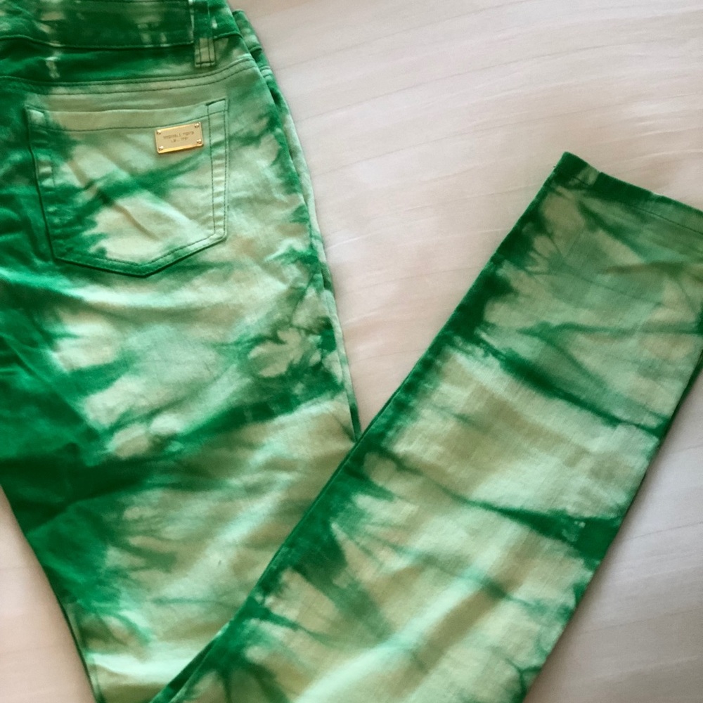 michael kors tie dye green and white jeans
